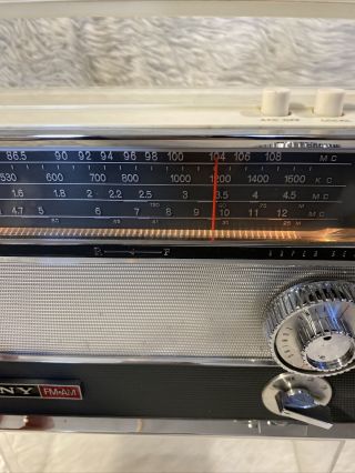 Rare Vtg White SONY TFM - 1000W AM/FM/SW Shortwave PORTABLE 14 Transistor RADIO 3