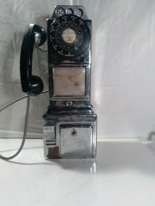 Vintage Automatic Electric Company 3 Slot Coin Rotary Payphone Lpc - 89 - 75 Chrome
