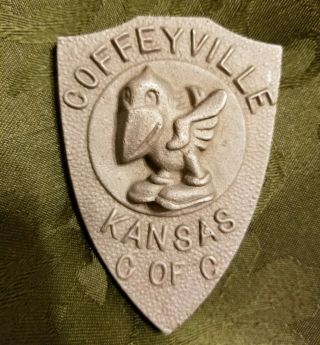 Rare Vintage Jayhawk Metal Souvenir Medal.  Coffeeville Ks.  C Of C