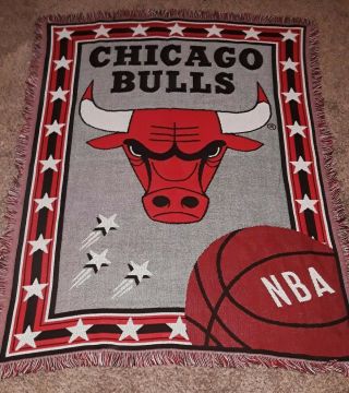 Vintage 54 " Red Northwest Company Chicago Bulls Woven Tapestry Throw Blanket