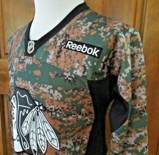 Reebok Nhl Chicago Blackhawk Sewn On Camouflage Hockey Jersey Youth L/xl Mens S