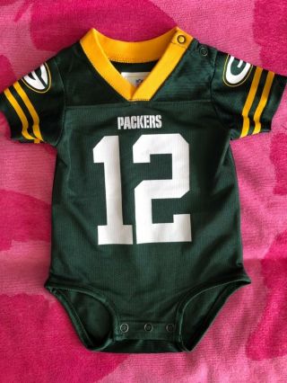 Aaron Rodgers 12 Green Bay Packers One Piece Jersey Baby Size 0 - 3 Months
