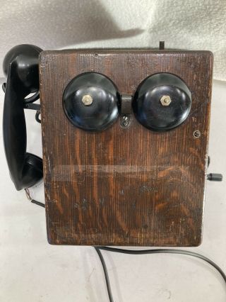 Antique Kellogg? Vintage Hand Crank Wall Telephone Northern Electric Wood