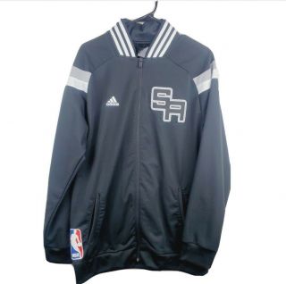 Adidas Nba San Antonio Spurs Basketball Black Zip Track Jacket Men 