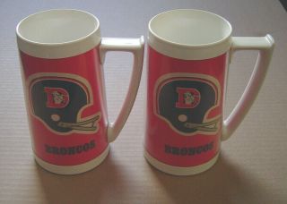 1976 Denver Broncos Thermo - Serv Mugs Set Of 2 Old School D Logo