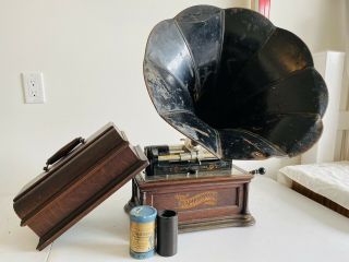 Antique Columbia Graphophone Type Bf Cylinder Phonograph W/ Horn -