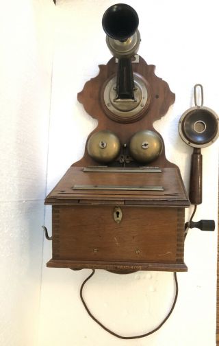Antique Siemens & Halske Telefon Phone Telephone Wood Wandtelefon Pulttelefon