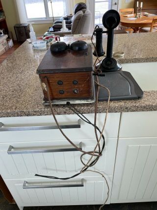 Antique Automatic Electric Candlestick Telephone With Ringer