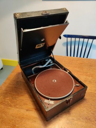Vintage Hmv 101 Portable Wind - Up Gramophone No.  4 Sound - Box Good Order