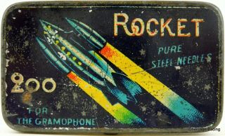 Rocket Brand Gramophone Needle Tin.  Rare Japanese