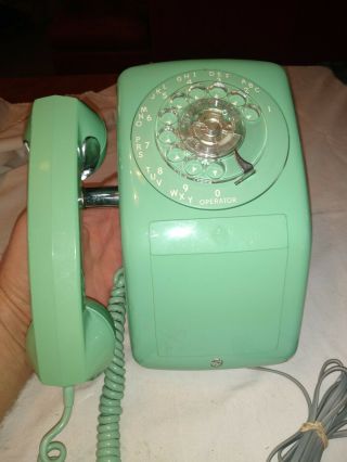 Vintage Gte Automatic Electric Green Rotary Wall Phone