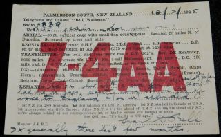1925 Radio Qsl Card - Z - 4aa - Palmerston South,  Zealand - Ham Radio