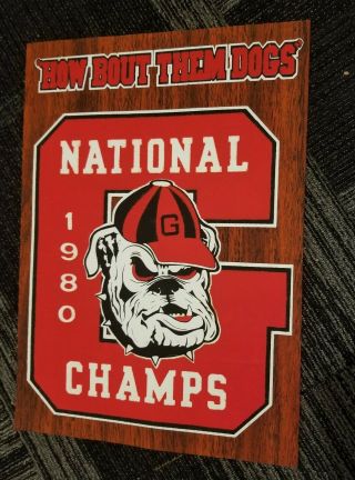 Georgia Bulldogs V Notre Dame 1980 National Champions Poster Wood Plaque Print