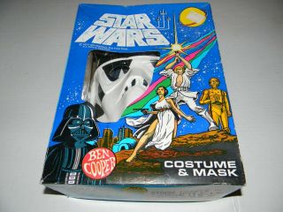 Vintage 1977 Ben Cooper Star Wars Storm Trooper Costume & Mast Set