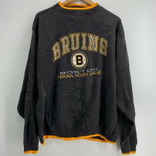 Logo Athletic Crew Neck Sweatshirt Mens Xl Black Yellow Boston Bruins Nhl Hockey