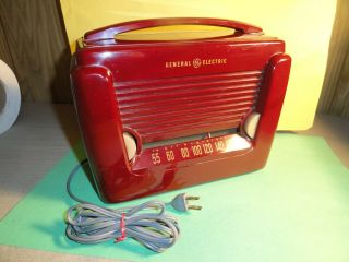 " Rare " Vintage General Electric Model 601 " Red Bakelite " Am Radio