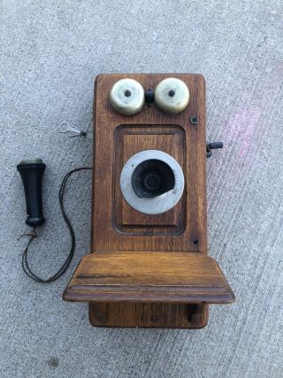Old Vintage Antique Kellogg Wall Wooden Telephone Chicago Usa Pat’d.  Nov.  26.  1901