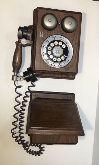 Vintage 1980s Western Electric Bell Country Junction Wood Rotary Wall Phone Rare