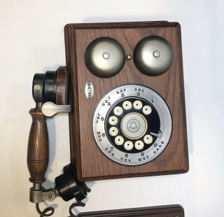 Vintage 1980s Western Electric Bell Country Junction Wood Rotary Wall Phone RARE 2