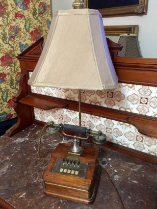 1920’s Sterling Primax Antique Oak Box Telephone Lamp - British London England