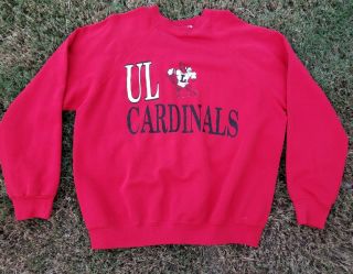 Louisville Cardinals Red Sweat Shirt Adult Large Vintage 1980 