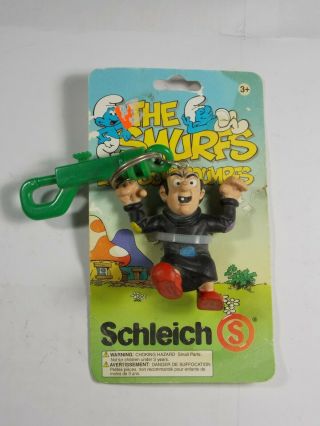 1993 Peyo Schleich Gargamel Smurfs Key Chain Still On Card