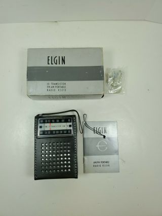 Vintage Elgin 10 Transistor Am Fm Portable Radio R3310 Nos