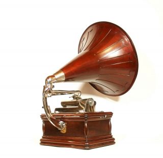 1906 Columbia BGT Cylinder Phonograph w/Matching Spear Tip Wood Horn 3