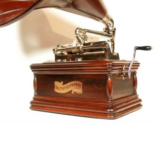 1906 Columbia BGT Cylinder Phonograph w/Matching Spear Tip Wood Horn 5