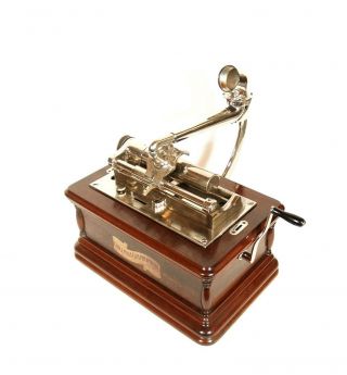 1906 Columbia BGT Cylinder Phonograph w/Matching Spear Tip Wood Horn 6