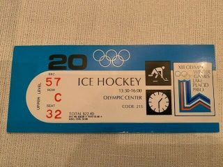 1980 Lake Placid Olympics Hockey Game Ticket Stub -.