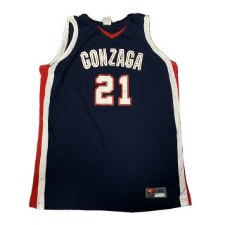 Vtg Nike Gonzaga Bulldogs Basketball Jersey Blue Red White Ncaa Sz 2xl