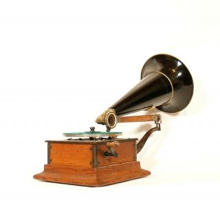1902 Victor R Phonograph Pre - Dog Berliner Era Zinc Horn Outstanding 3
