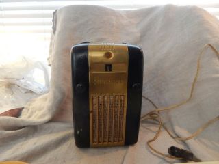 Vintage Westinghouse Black And Gold Tabletop Radio Tube 9 " Deco