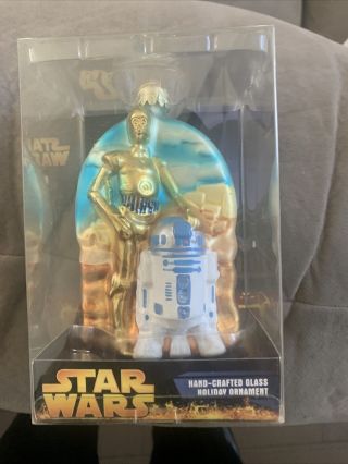 2005 Kurt Adler Star Wars C3po & R2d2 Hand - Crafted Glass Holiday Ornament