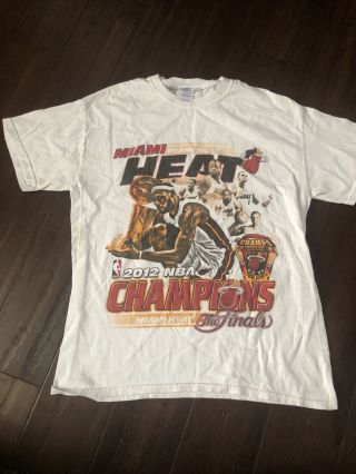 2012 Miami Heat Lebron James Dwyane Wade Finals Champions Medium Shirt