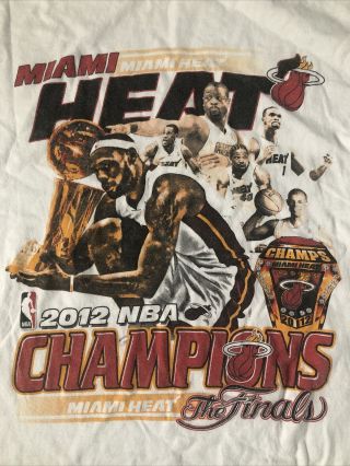 2012 Miami Heat Lebron James Dwyane Wade Finals Champions Medium Shirt 2