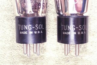 Two,  Tung Sol - USA 45,  shouldered glass,  matching pair,  UX - 245,  CX - 345 eq 2