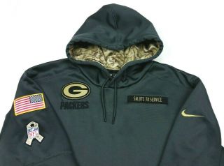 Nike Nfl On Field Green Bay Packers Salute To Service Military Hoodie Xl Mens