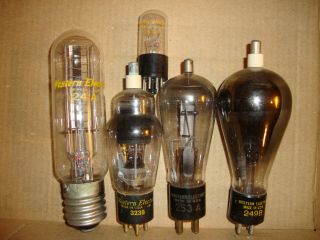 5 Western Electric 249b Radio Vacuum Tubes Type 253a,  323b,  124a & 14a