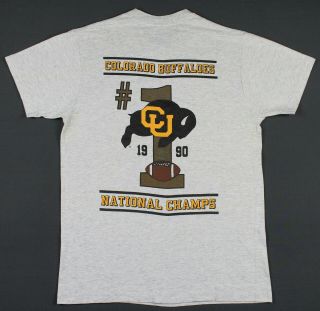 Colorado Buffaloes Vintage 1990 National Champs T - Shirt Large Single Stitched