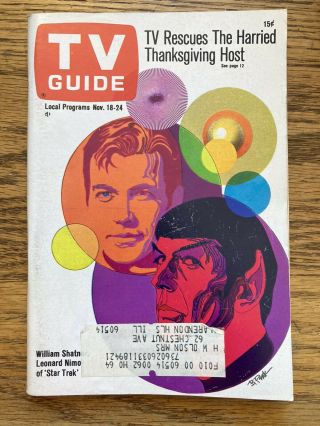 Chicago Metro 1967,  Star Trek,  " Tv Guide " (scarce) Capt.  Kirk / Spock