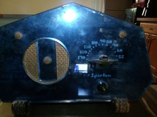 Sparton - Sided Blue Mirror Radio - - Art Deco