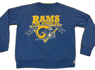Vintage 80’s La Los Angeles Rams Nfl Crewneck Sweatshirt Made In Usa Logo 7 Lg