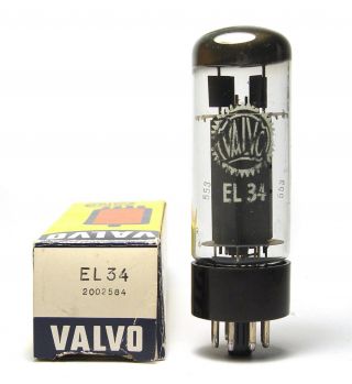 Valvo / Mullard El34 / 6ca7 Audio Power Amplifier Tube,  Xf2 Blackburn,  Oo,  Nos