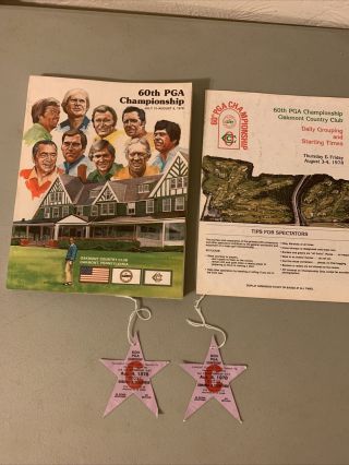 1978 Pga Championship At Oakmont Country Club Program,  Ticket,  & Daily Grouping,