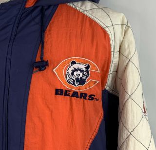 Chicago Bears NFL Vintage Starter Zip Front Hood Puffer Jacket Coat Parka Mens L 2