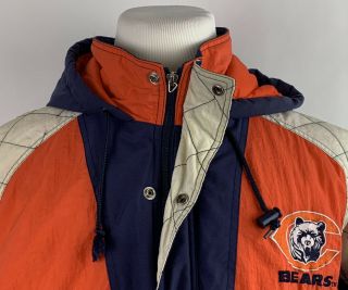 Chicago Bears NFL Vintage Starter Zip Front Hood Puffer Jacket Coat Parka Mens L 3