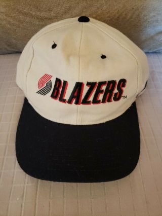 Vintage Portland Trailblazers Starter Snapback Hat,  White,  Black Bill,  Vguc