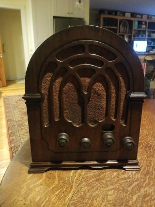 Vintage 1933 Rca Victor Model 110 Cathedral Radio Restored Looks Great